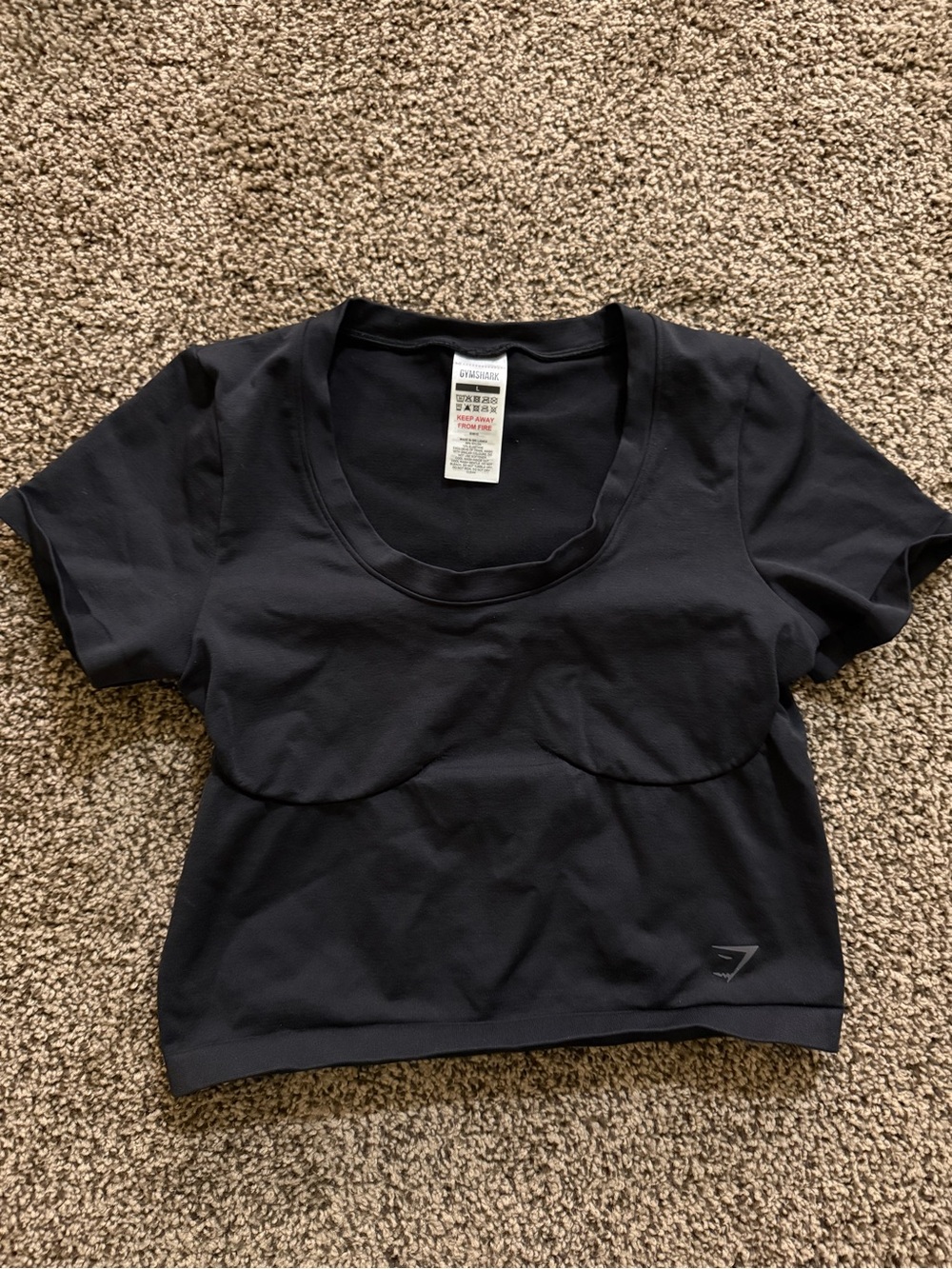 Gymshark Black Short Sleeve Cropped Active Top